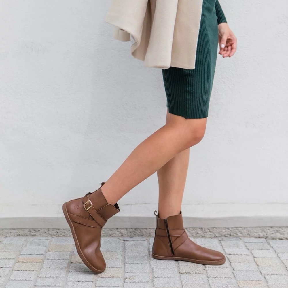 Women’s Shapen Brown Leather Barefoot Ankle Booties Flat European Size 11.5 (43) - Picture 3 of 11